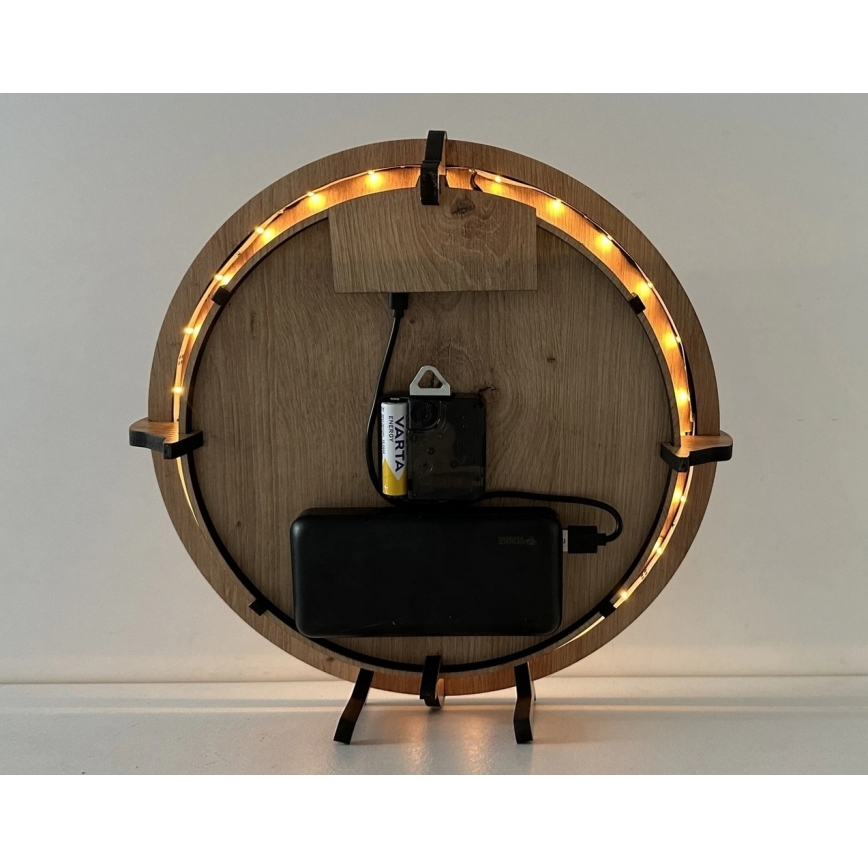 Li-Go 23712/DUB/BAT2 - LED-dæmpbart ur med bevægelsessensor LED/10W/5V 20000 mAh + 1xAA Ø 32 cm eg/Den lille prins