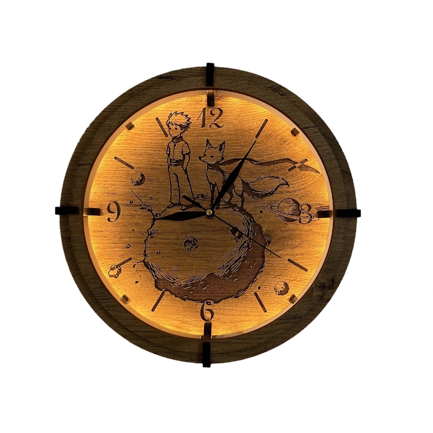 Li-Go 23712/DUB/BAT2 - LED-dæmpbart ur med bevægelsessensor LED/10W/5V 20000 mAh + 1xAA Ø 32 cm eg/Den lille prins