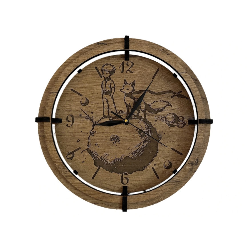 Li-Go 23712/DUB/BAT2 - LED-dæmpbart ur med bevægelsessensor LED/10W/5V 20000 mAh + 1xAA Ø 32 cm eg/Den lille prins