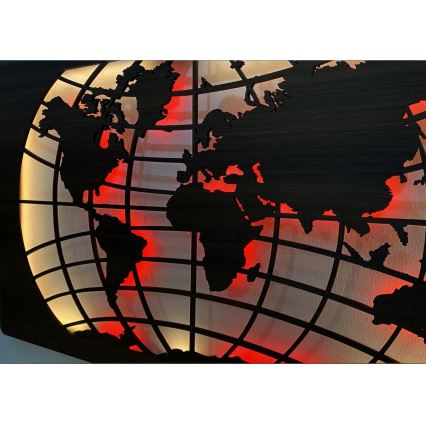 Li-Go 4709/DUB2 - LED RGBW Dæmpbar vægdekoration LED/24W/230V 125x74 cm eg/Verdenskort med breddegrader + fjernbetjening