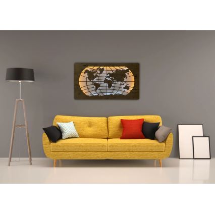 Li-Go 4868/DUB2 - LED dæmpbar vægdekoration LED/24W/230V 110x60 cm eg/Verdenskort med paralleller