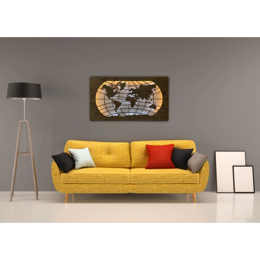 Li-Go 4868/DUB2 - LED dæmpbar vægdekoration LED/24W/230V 110x60 cm eg/Verdenskort med paralleller