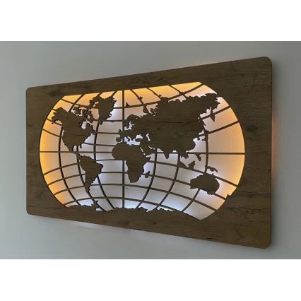 Li-Go 4868/DUB2 - LED dæmpbar vægdekoration LED/24W/230V 110x60 cm eg/Verdenskort med paralleller