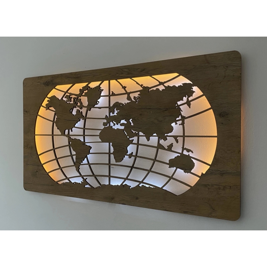 Li-Go 4868/DUB2 - LED dæmpbar vægdekoration LED/24W/230V 110x60 cm eg/Verdenskort med paralleller