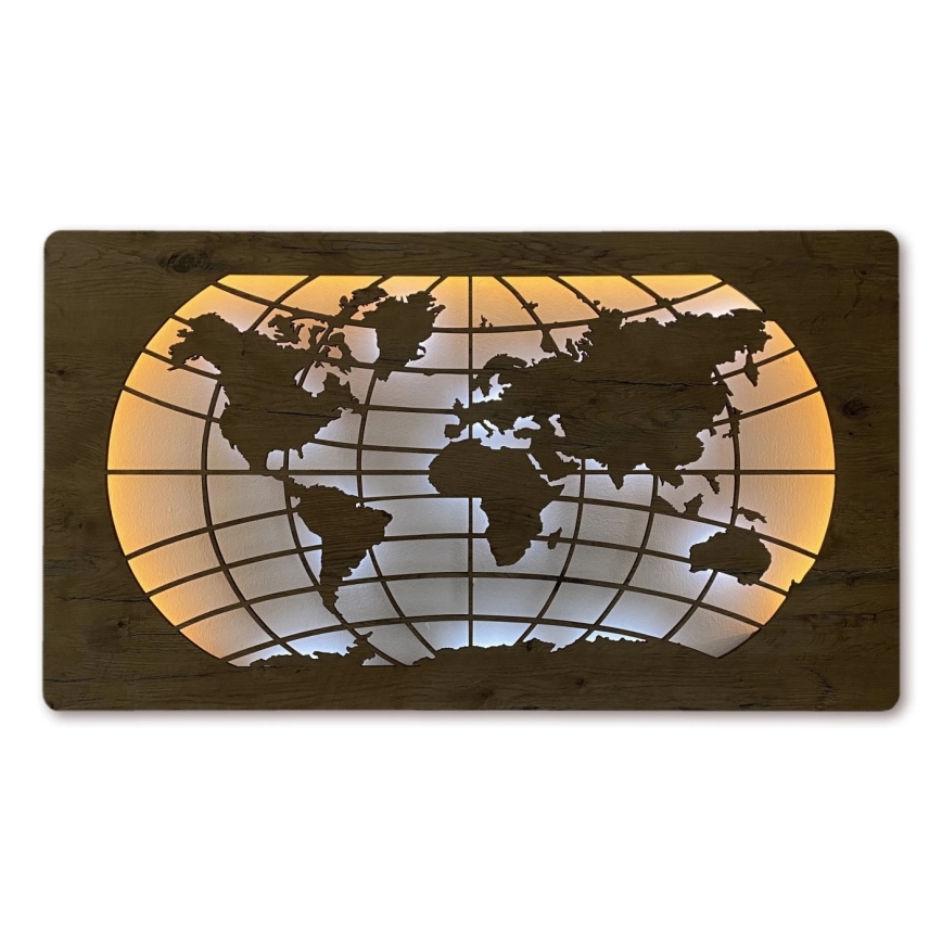 Li-Go 4868/DUB2 - LED dæmpbar vægdekoration LED/24W/230V 110x60 cm eg/Verdenskort med paralleller