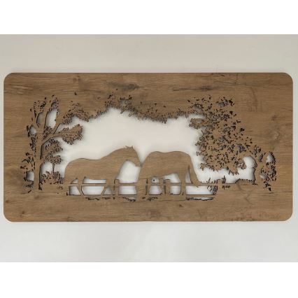 Li-Go 5012/B/4 - Dæmpbar LED-vægdekoration LED/10W/5V 30000 mAh 120x60 cm eg/heste + fjernbetjening