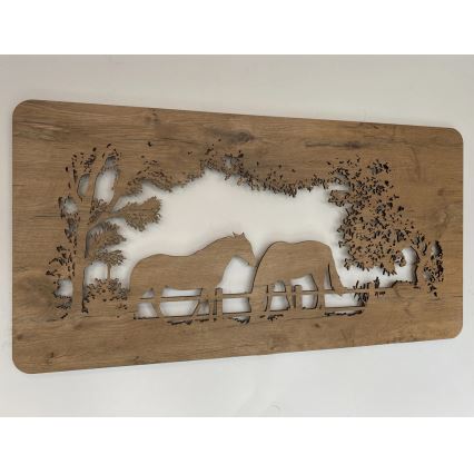 Li-Go 5012/B/4 - Dæmpbar LED-vægdekoration LED/10W/5V 30000 mAh 120x60 cm eg/heste + fjernbetjening