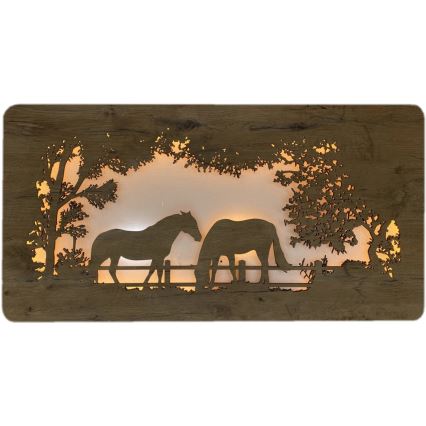 Li-Go 5012/B/4 - Dæmpbar LED-vægdekoration LED/10W/5V 30000 mAh 120x60 cm eg/heste + fjernbetjening