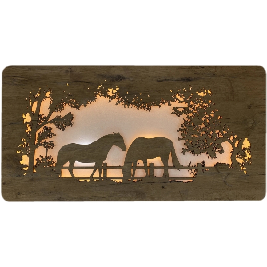 Li-Go 5012/B/4 - Dæmpbar LED-vægdekoration LED/10W/5V 30000 mAh 120x60 cm eg/heste + fjernbetjening