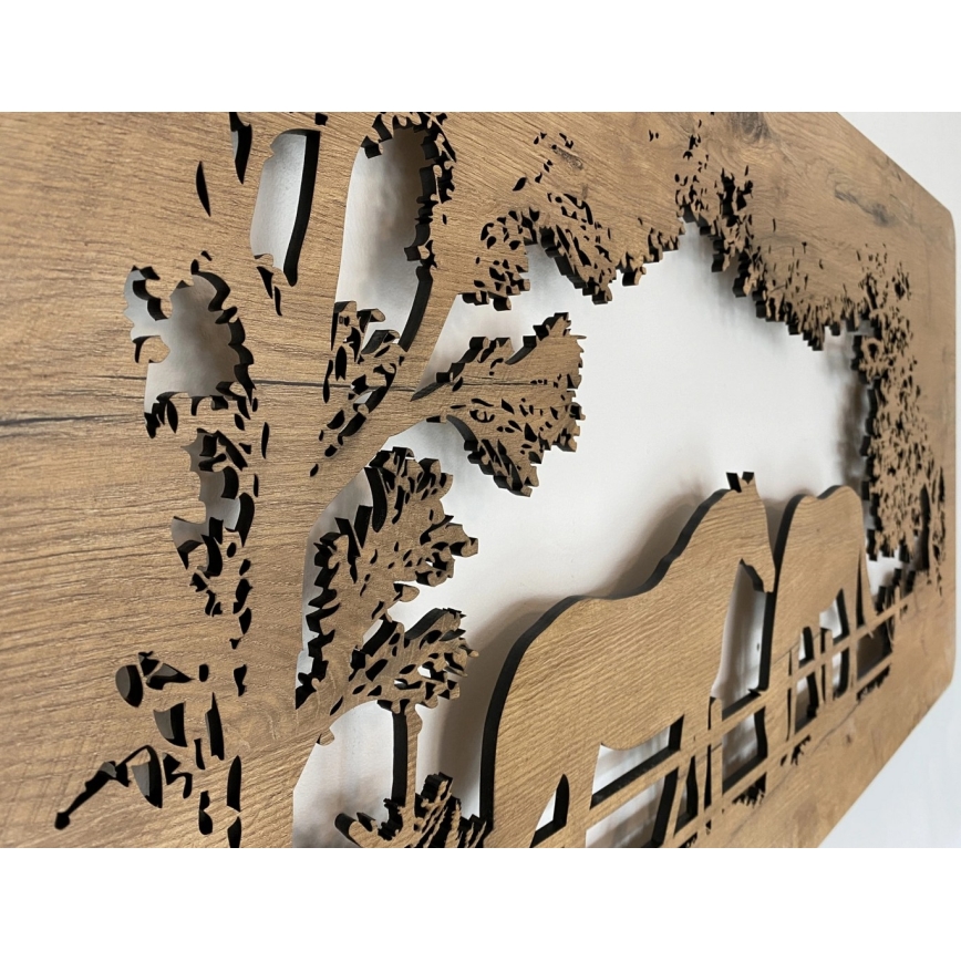 Li-Go 5012/B/4 - Dæmpbar LED-vægdekoration LED/10W/5V 30000 mAh 120x60 cm eg/heste + fjernbetjening