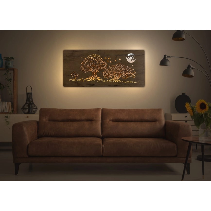 Li-Go 5042/DUB2 - LED-dæmpbar vægdekoration LED/24W/230V 110x50 cm eg/Tre egetræer og måne