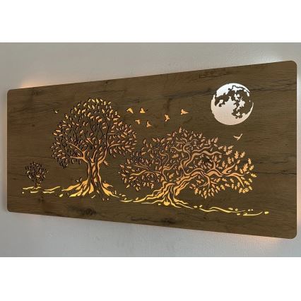 Li-Go 5042/DUB2 - LED-dæmpbar vægdekoration LED/24W/230V 110x50 cm eg/Tre egetræer og måne