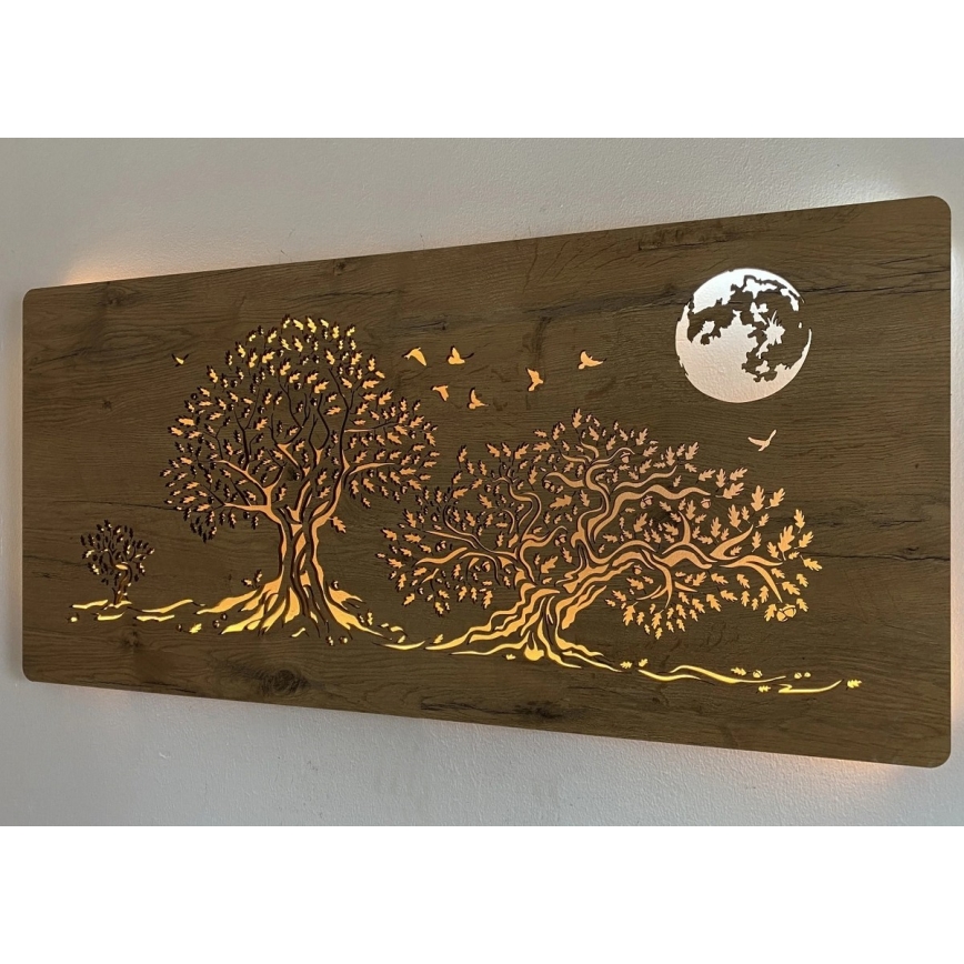 Li-Go 5042/DUB2 - LED-dæmpbar vægdekoration LED/24W/230V 110x50 cm eg/Tre egetræer og måne