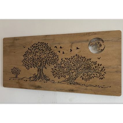 Li-Go 5042/DUB2 - LED-dæmpbar vægdekoration LED/24W/230V 110x50 cm eg/Tre egetræer og måne