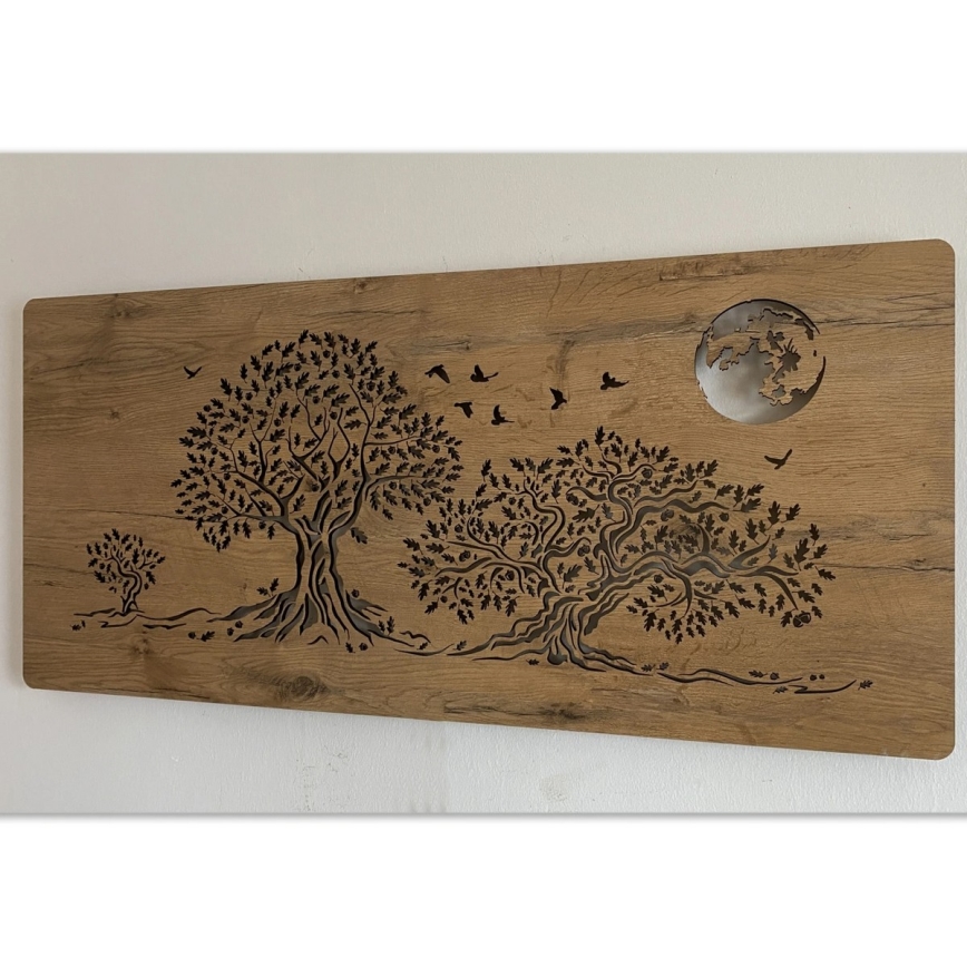 Li-Go 5042/DUB2 - LED-dæmpbar vægdekoration LED/24W/230V 110x50 cm eg/Tre egetræer og måne