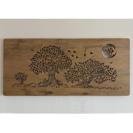 Li-Go 5042/DUB2 - LED-dæmpbar vægdekoration LED/24W/230V 110x50 cm eg/Tre egetræer og måne