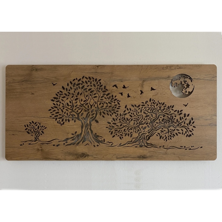 Li-Go 5042/DUB2 - LED-dæmpbar vægdekoration LED/24W/230V 110x50 cm eg/Tre egetræer og måne