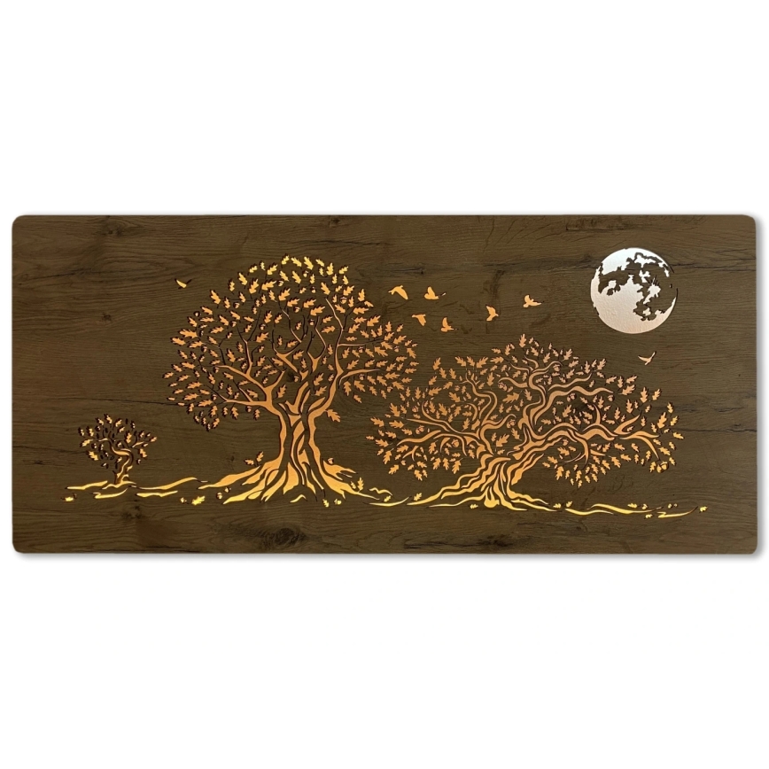 Li-Go 5042/DUB2 - LED-dæmpbar vægdekoration LED/24W/230V 110x50 cm eg/Tre egetræer og måne