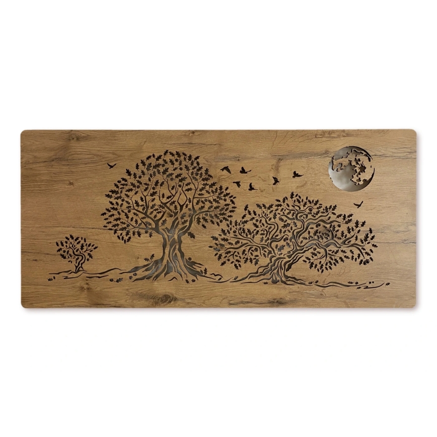 Li-Go 5042/DUB2 - LED-dæmpbar vægdekoration LED/24W/230V 110x50 cm eg/Tre egetræer og måne