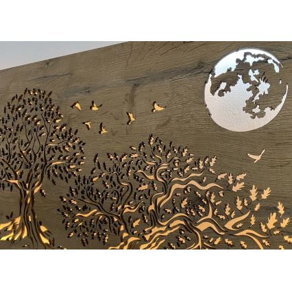 Li-Go 5042/DUB2 - LED-dæmpbar vægdekoration LED/24W/230V 110x50 cm eg/Tre egetræer og måne