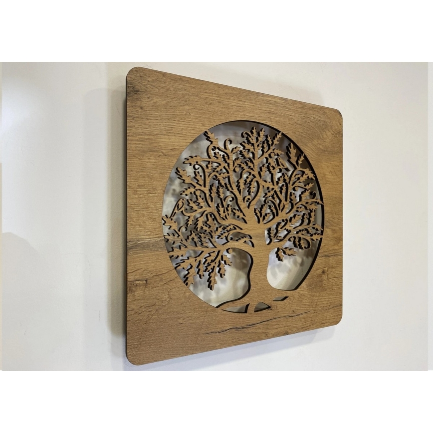 Li-Go 5275/DUB2 - LED dæmpbar vægdekoration LED/10W/5V 20000 mAh 42x42 cm eg/Eg i cirkel + fjernbetjening