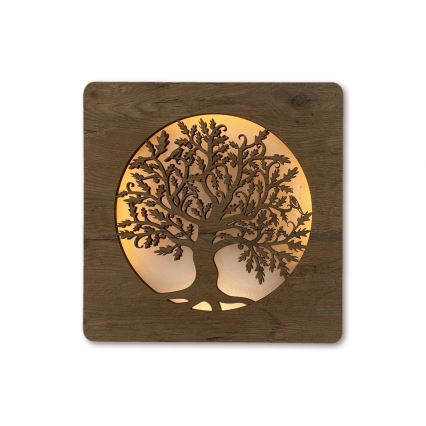 Li-Go 5275/DUB2 - LED dæmpbar vægdekoration LED/10W/5V 20000 mAh 42x42 cm eg/Eg i cirkel + fjernbetjening