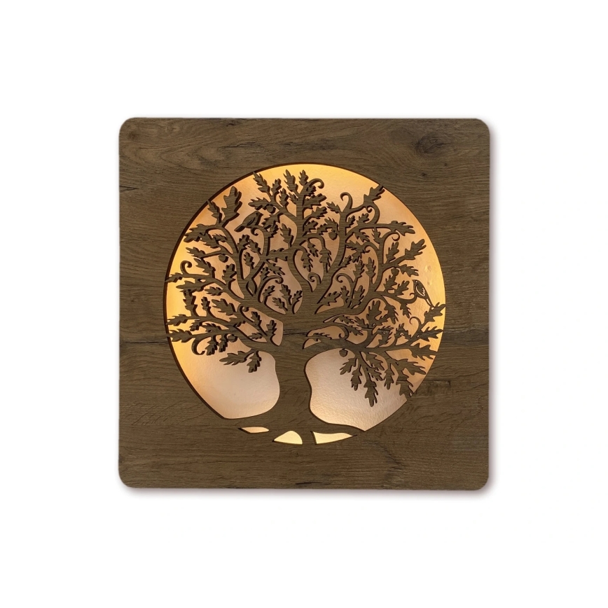 Li-Go 5275/DUB2 - LED dæmpbar vægdekoration LED/10W/5V 20000 mAh 42x42 cm eg/Eg i cirkel + fjernbetjening