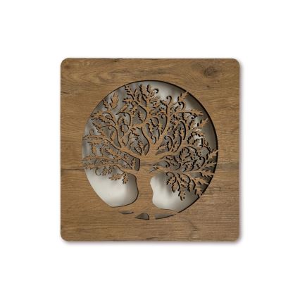 Li-Go 5275/DUB2 - LED dæmpbar vægdekoration LED/10W/5V 20000 mAh 42x42 cm eg/Eg i cirkel + fjernbetjening