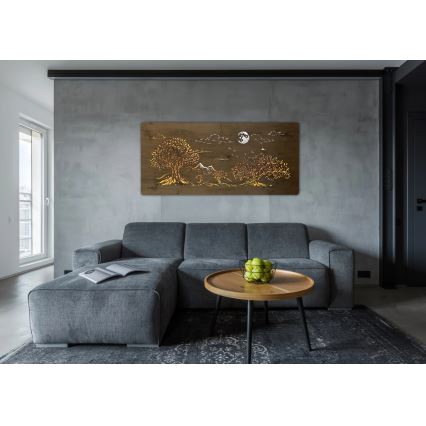 Li-Go 5478/DUB2 - LED dæmpbar vægdekoration LED/24W/230V 130x60 cm eg/Fire egetræer og måne