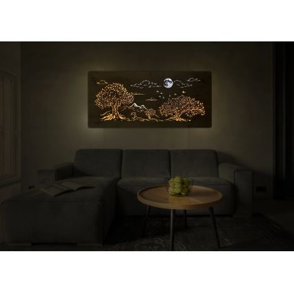 Li-Go 5478/DUB2 - LED dæmpbar vægdekoration LED/24W/230V 130x60 cm eg/Fire egetræer og måne