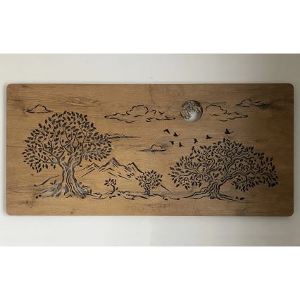 Li-Go 5478/DUB2 - LED dæmpbar vægdekoration LED/24W/230V 130x60 cm eg/Fire egetræer og måne