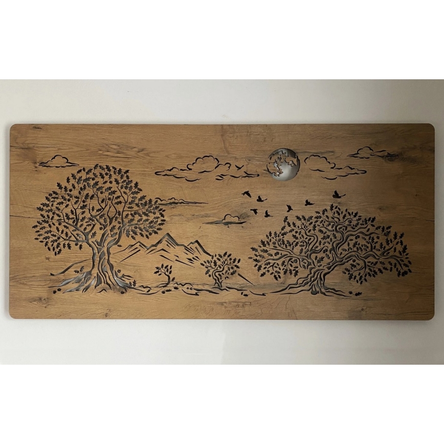 Li-Go 5478/DUB2 - LED dæmpbar vægdekoration LED/24W/230V 130x60 cm eg/Fire egetræer og måne