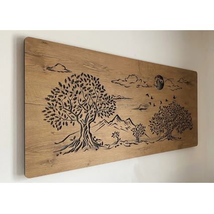 Li-Go 5478/DUB2 - LED dæmpbar vægdekoration LED/24W/230V 130x60 cm eg/Fire egetræer og måne