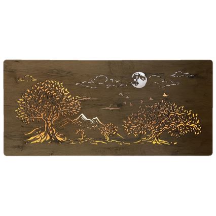 Li-Go 5478/DUB2 - LED dæmpbar vægdekoration LED/24W/230V 130x60 cm eg/Fire egetræer og måne