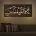 Li-Go 5589/A/DUB2 - LED dæmpbar vægdekoration LED/10W/5V 30000 mAh 110x50 cm eg/Bjerge med fugle