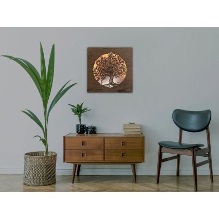 Li-Go 5652/DUB2 - LED-dæmpbart vægur LED/10W/5V 20000 mAh 42x42 cm eg/Eg i cirkel + fjernbetjening