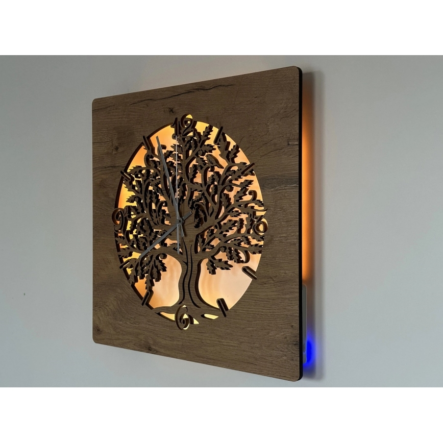 Li-Go 5652/DUB2 - LED-dæmpbart vægur LED/10W/5V 20000 mAh 42x42 cm eg/Eg i cirkel + fjernbetjening