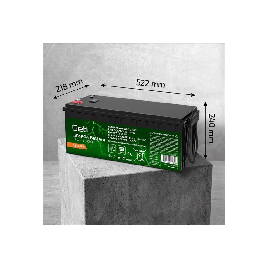 LiFePO4-batteri 12,8V/200Ah