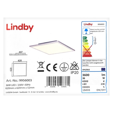 Lindby - LED loftlampe LIVEL LED/36W/230V