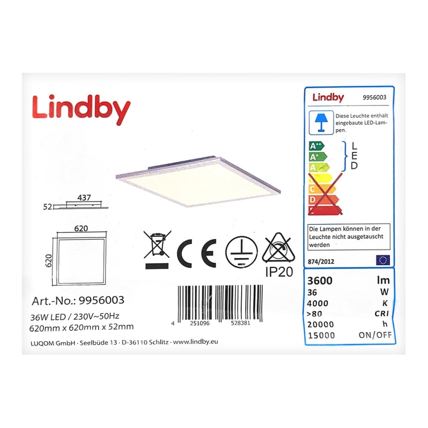 Lindby - LED loftlampe LIVEL LED/36W/230V