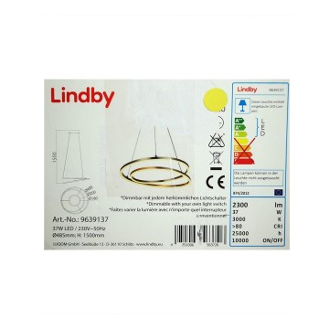 Lindby - LED pendel dæmpbar DAVIAN LED/37W/230V