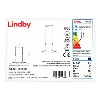 Lindby - LED pendel dæmpbar JUDIE 2xLED/11,5W/230V