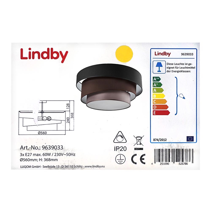 Lindby - Loftlampe MELIA 3xE27/60W/230V