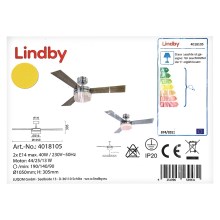 Lindby - Loftventilator ALVIN 2xE14/40W/230V + fjernbetjening