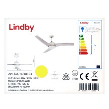 Lindby - Loftventilator EMANUEL 2xE14/42W/230V + fjernbetjening