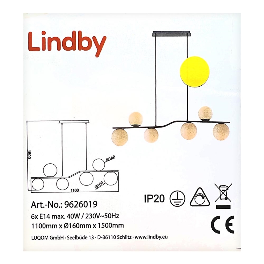 Lindby - Pendel AVALYN 6xE14/40W/230V
