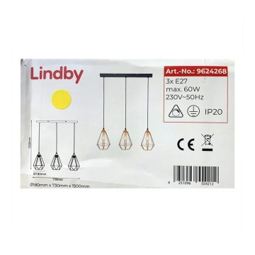 Lindby - Pendel ELDA 3xE27/60W/230V