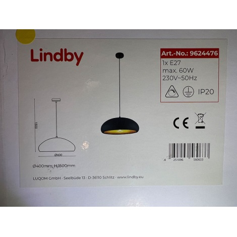 Lindby - Pendel GERWINA 1xE27/60W/230V
