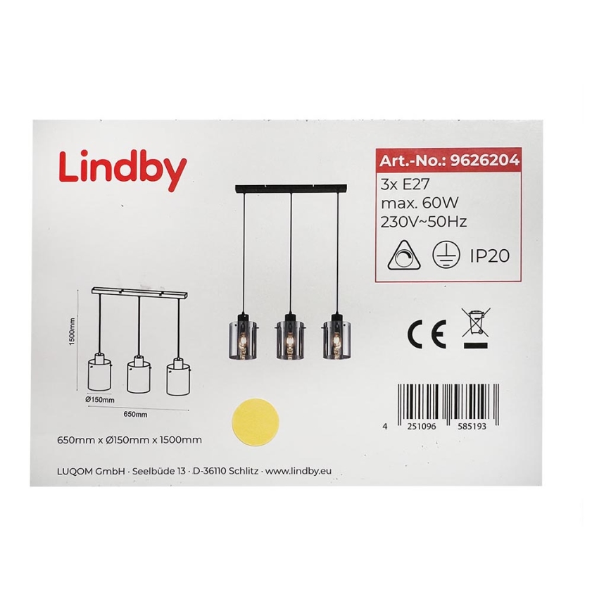 Lindby - Pendel KOURTNEY 3xE27/60W/230V