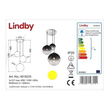 Lindby - Pendel ROBYN 3xE27/40W/230V